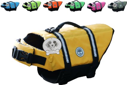 Vivaglory Dog Life Jacket Dog Lifesaver Vest Pet Reflective Life Preserver, Yellow, Ex