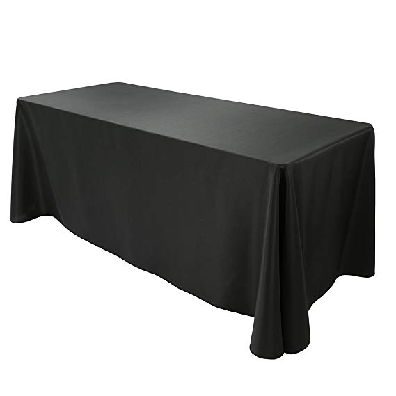E-TEX Oblong Tablecloth - 90 x 132 Inch Rectangle Table Cloth for 6 Foot Rectangular Table in Washable Polyester ，Black