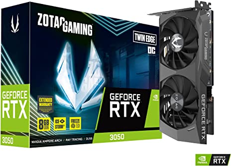 ZOTAC Gaming GeForce RTX 3050 Twin Edge OC 8GB GDDR6 128-bit 14 Gbps PCIE 4.0 Gaming Graphics Card, IceStorm 2.0 Advanced Cooling, Freeze Fan Stop, Active Fan Control, ZT-A30500H-10M