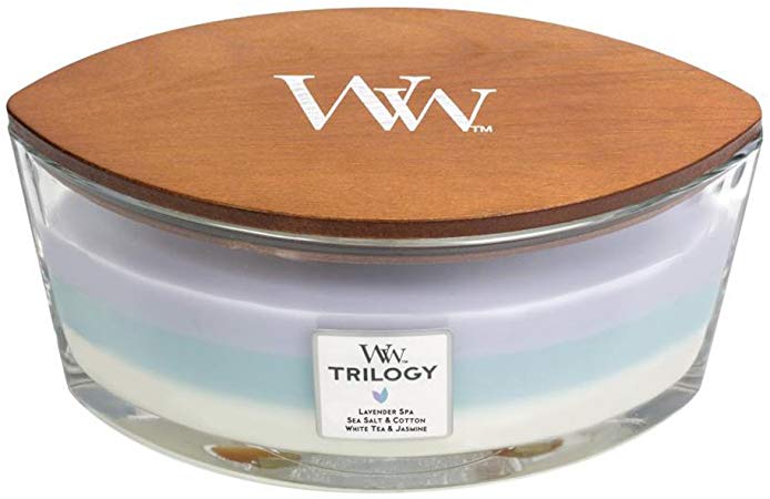 CALMING RETREAT WoodWick New Trilogy Collection HearthWick Flame Large Oval Jar 3-in-1 Scented Candle - 16 Ounces