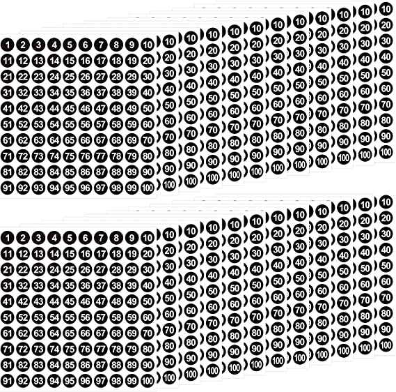 50 Sheets 1 to 100 Vinyl Consecutive Number Stickers Small Round Labels Inventory/Storage Organizing Stickers for Indoor Outdoor, Storage, Organizing, Boxes, Bins, Toolbox, Locker (Black)