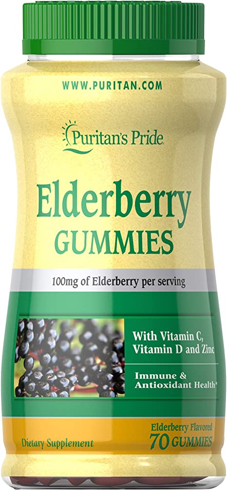 Elderberry Gummy with Vitamin C, D & Zinc, Supports The Immune System, 70 ct by Puritan's Pride