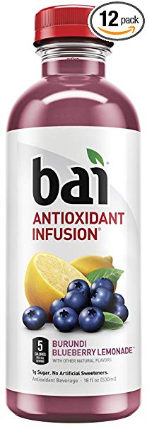 Bai Flavored Water, Burundi Blueberry Lemonade, Antioxidant Infused Drinks, 18 Fluid Ounce Bottles, 12 count