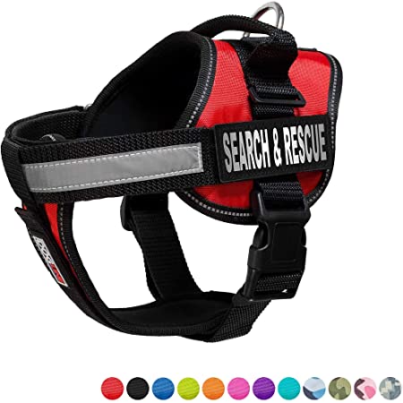 Dogline UnimaDog Harness Vest with Search & Rescue Patches Adjustable Straps Breathable Neoprene for Identification Training Dogs