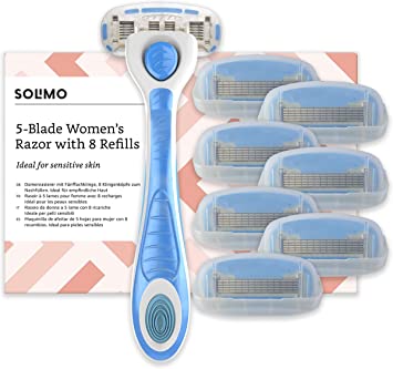 Amazon Brand - Solimo Female 5 blade razor with 8 cartridges