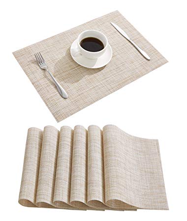 Nacial Place Mats Waterproof Placemats Washable&Wipeable Table Mats Set of 6 for Dining Table Kitchen Reataurant Table