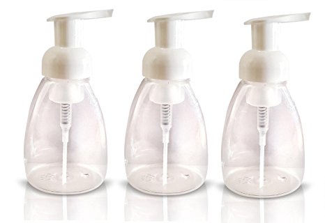 Foaming Soap Dispensers Pump-Bottles for Dr. Bronner's Castile Liquid Soap, 250ml (8.5 oz) - 3 PCS