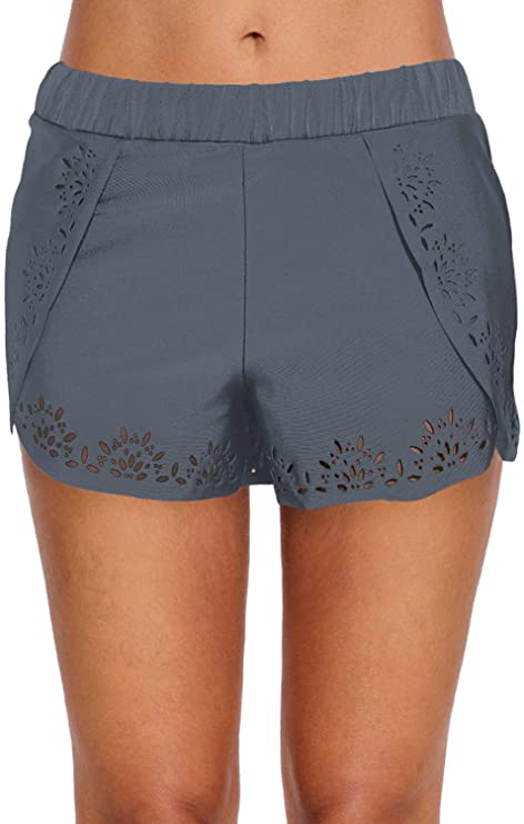 SELINK Women's Solid Tankini Bottom Hollow Out Swim Shorts Board Shorts Swimming Panty