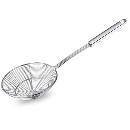 Spider Strainer Skimmer, Swify Asian Strainer Ladle Stainless Steel Wire Skimmer Spoon with Handle for Kitchen Frying Food, Pasta, Spaghetti, Noodle-5.5in