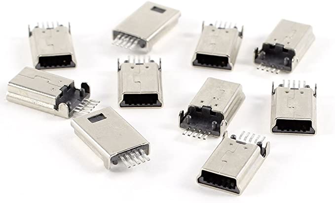 uxcell 10 Pcs Mini USB Type B Male 180 Degree 5-Pin SMD SMT Solder Jack Connector