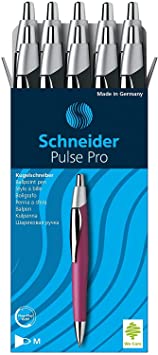 Schneider Slider Pulse Pro Ballpoint Pen, Black Barrel, Black Ink, Box of 10 (132201 )