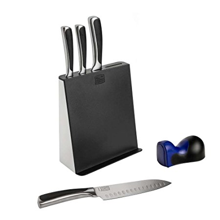 Chicago Cutlery West Town 6-Piece Block Knife Set with IPAD or Kindle Stand, Black/Stainless Steel knives