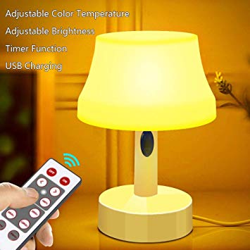 ZEEFO LED Night Light, Portable Simple Design Nursery Lamps, Remote Control Battery Powered Dimmable Table Lamp with Timer Function For Bedroom, Living Room, Kids Room (Remote Control LED Night Light)