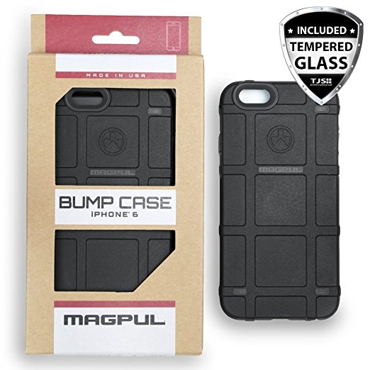 Apple iPhone 6/6s 4.7" Case, Magpul Industries Bump MAG486 Case Cover Polymer Retail Packaging for Apple iPhone 6/6s 4.7"   Tempered Glass Screen Protector (Black)