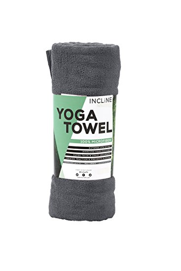 Incline Fit Microfiber Yoga Towel, 74-Inch by 24-Inch, Elephant Gray