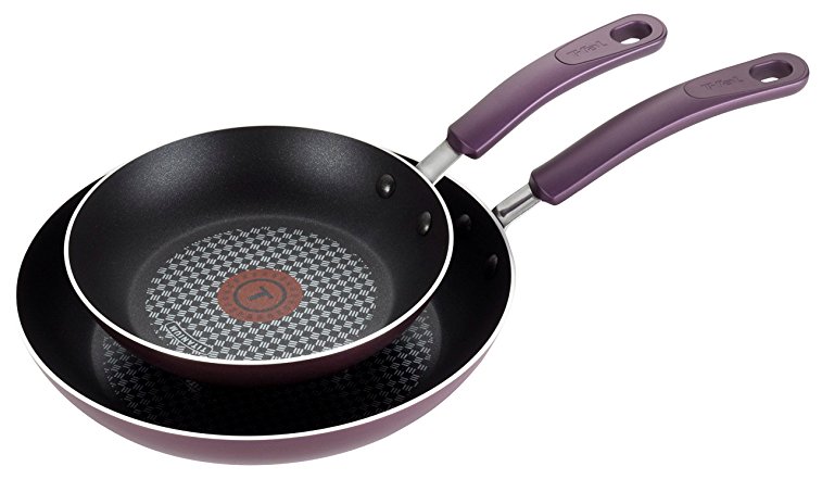 T-fal B131S2 Color Luxe Hard Titanium Nonstick Thermo-Spot Dishwasher Safe PFOA Free 8-Inch and 10-Inch Fry Pan Set Cookware, 2-Piece, Purple