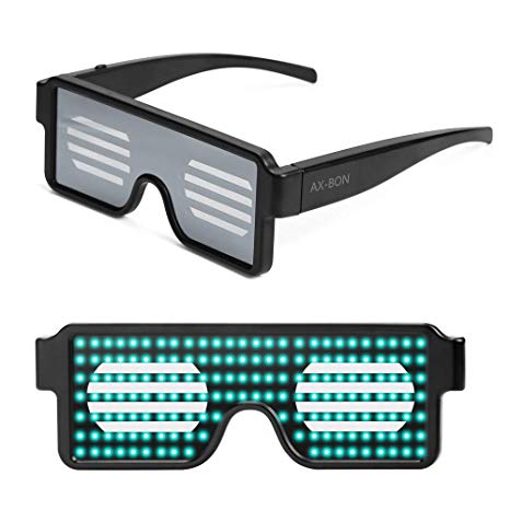 AX-BON LED Glasses,Rechargeable Toy Sunglasses can Work 8 Hours with 8 Animation Modes for Halloween Christmas and Various Parties(Green)
