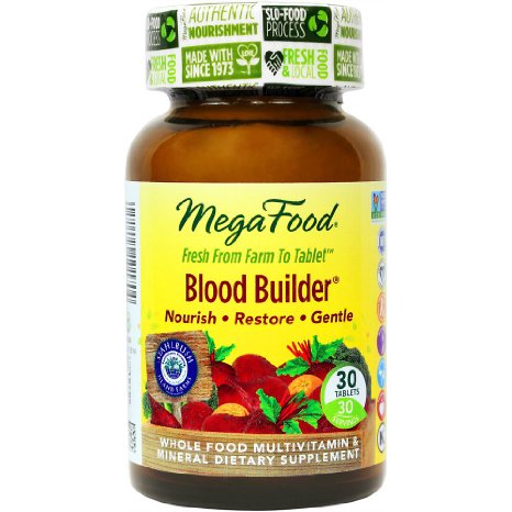 MegaFood - Blood Builder Promotes Healthy Blood Cell Production and Circulation 30 Tablets Premium Packaging