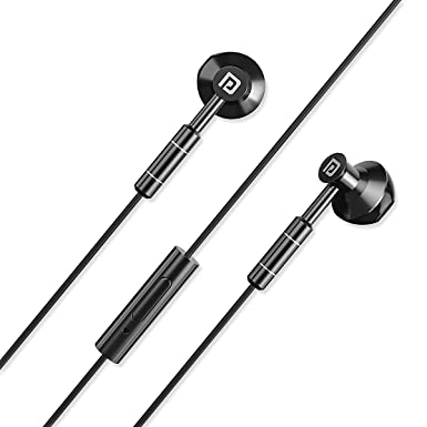 Portronics Ear 1 in-Ear Wired Earphones Crystal Clear Sound with Mic. I Metal Earbuds, TPE   Nylon Braided Wire(Black)