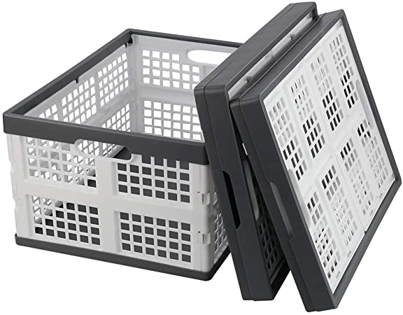 Yubine Plastic Milk Crate, 34 Quart Collapsible Storage Crates, 3 Packs