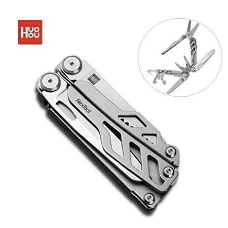 HUOHOU Multitool, 15 in 1 Multi-Purpose Pocket Plier Kit Stainless Steel Multi-Function Tool with Premium Wire Cutters Big Scissors Bottle Opener and Saw for Survival, Camping, Hunting (Silver)