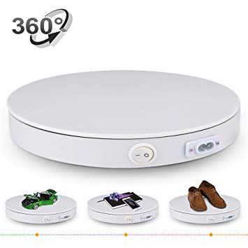 Shop Display Stand,Yuanj Professional 360 Degree Electric Rotating Turntable for Photography,Automatic Revolving Platform perfect for 360 Degree Images, Product Display or Cake Display,White