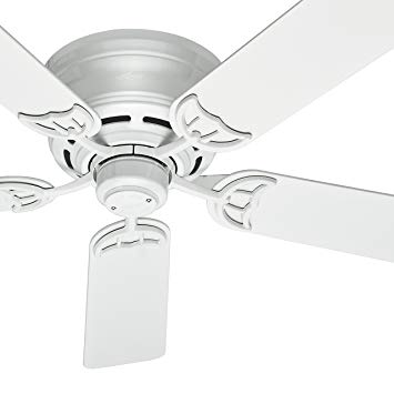 Hunter Fan 52 inch Low Profile Traditional Ceiling Fan in White, 5 Blade (Certified Refurbished)