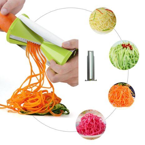 Yookat Premium Spiral Slicer Set, Vegetable Cutter Spiralizer Bundle, 4-blade - Best Veggie Zucchini Spaghetti Noodle Pasta Maker, Peelers, vegetable cutter, vegetable spiralizer(Green)