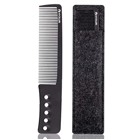 HYOUJIN 619 Black Carbon Clipper Comb, 100% Anti-Static, 230℃ Heat Resistant,Hair Cutting Combs Great for Clipper-cuts and Flattops