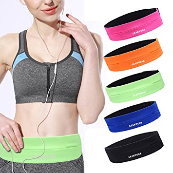 GEARWEAR Running Belt Waist Pack Bag for iPhone 8 X 7 Plus 6s Women and Men Runner Workout Belts Fanny Bag for Phone Samsung Galaxy Note s8 s7 s6 Plus for Wallking Fitness Jogging
