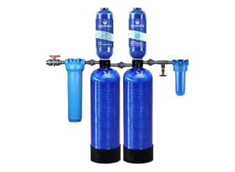 Aquasana Whole House Water Filter System - Salt-Free Descaler - Home Water Filtration - Low Maintenance Sediment Pre-Filter - Water Softener Alternative - Rhino Chlorine Max Flow - WH-1010-CT-LM