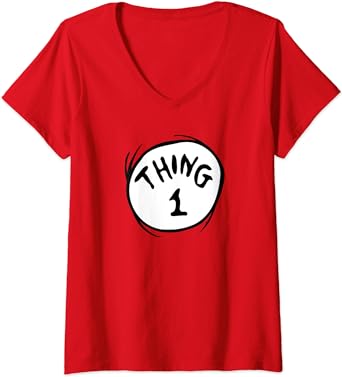 Womens Dr. Seuss Thing 1 Emblem V-Neck T-Shirt