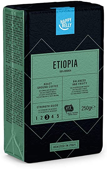Amazon Brand - Happy Belly Ground Coffee "ETIOPIA" (4 x 250g)