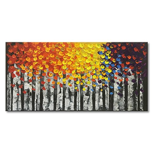 Konda Art Framed Handmade Contemporary Landscape Abstract Oil Painting Gallery Wrapped Canvas Wall Art Home Decorations Gift (60" W x 30" H)