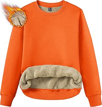 TACVASEN Womens Sherpa Lined Sweatshirts Casual Crewneck Cute Fleece Pullover Long Sleeve Thermal Shirts