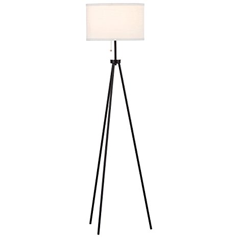 Rivet Minimalist Tripod Floor Lamp, 58"H, With Bulb, Black