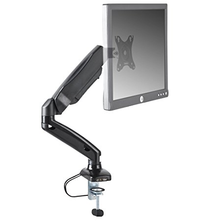 VonHaus Computer Monitor Arm – Gas Powered Ergonomic Single Arm LED LCD Monitor Mount for 13”- 27” Screens | Fully Adjustable Tilt and Swivel for Optimal Viewing Angle | VESA 75x75 - 100x100