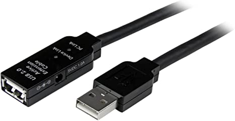 StarTech.com 25m USB 2.0 Active Extension Cable M/F - 25 meter USB A Male to USB A Female USB 2.0 Repeater / Extender Cable - Black - 80ft (USB2AAEXT25M)