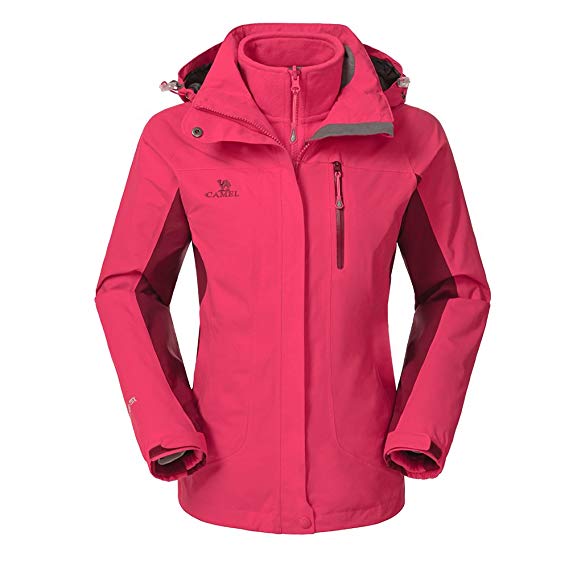 Camel Waterproof Ski Jacket 3-in-1 Women's/Men's Outdoor Mountain Windproof Fleece Warm Coat for Rain Snow Hiking