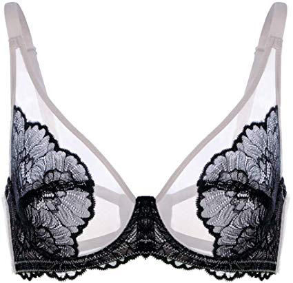 HSIA Women's Minimizer Bra Unlined Underwire Full Figure Lace Bra Plus Size Full Coverage Unpadded Bra 34C-44DDD