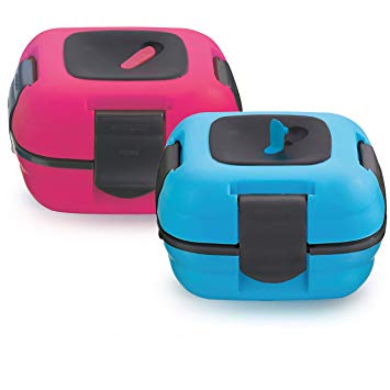 Lunch Box ~ Pinnacle Insulated Leak Proof Lunch Box for Adults and Kids - Thermal Lunch Container With NEW Heat Release Valve 16 oz ~Set of 2~ Blue-Pink