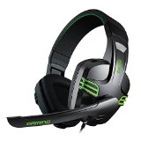 Ailihen KX-101 PC Gaming Headset Amplified Stereo Sound Over-ear Headphones with Noise Cancelling and Volume Control Adjustable Mic Remote for PC Laptops Mobile Blackgreen