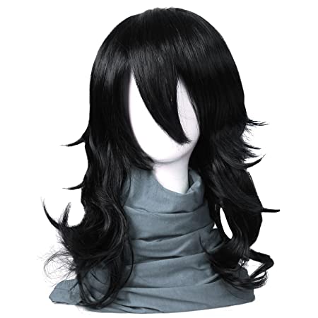 FantaLook Long Black Wavy Prestyled Anime Cosplay Wig