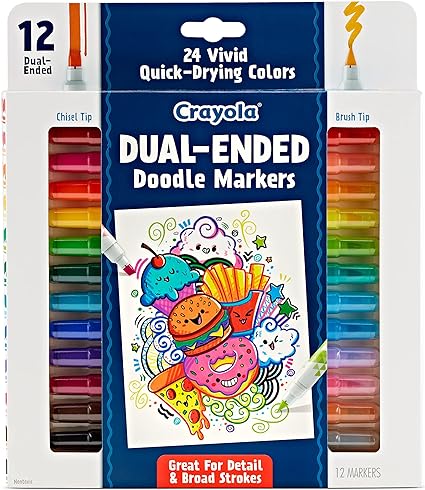 Crayola Dual Chisel Tip & Brush Markers, Art Markers, Gifts for Teens, 12ct