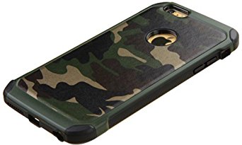 iPhone 6 case,iPhone 6s case Defender Shockproof Drop proof High Impact Armor Plastic and Leather TPU Hybrid Rugged Camouflage Case for Apple iPhone 6 / 6S - Camo Green (4.7-inch)