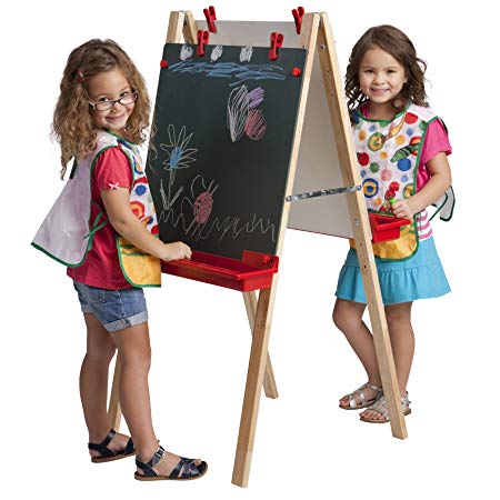 ECR4Kids Chalkboard and Dry-Erase Board Adjustable Art Easel with Paint Tray