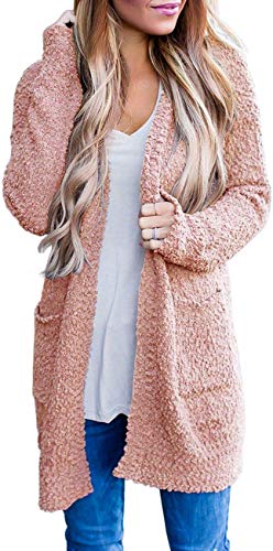 MEROKEETY Women's Long Sleeve Soft Chunky Knit Sweater Open Front Cardigan Outwear with Pockets