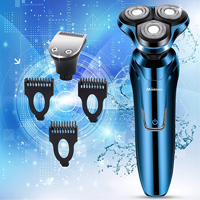 Electric Shavers for Mens,Electric Razor, Dry Wet Waterproof Mens Rotary Facial Shaver, Portable Face Shaver Cordless Travel USB Rechargeable Rotary Shaver with Hair Clipper for Shaving Husband Dad