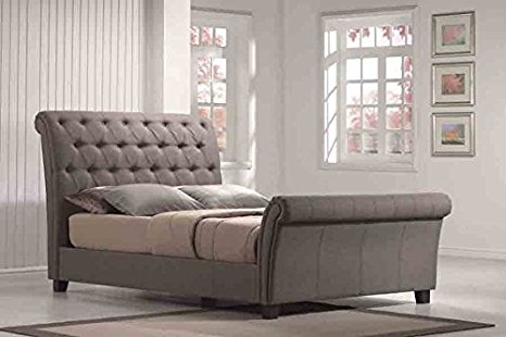 Emerald Home B115-10-K Innsbruck Upholstered Linen/Grey Bed Kit, Queen, Cappuccino
