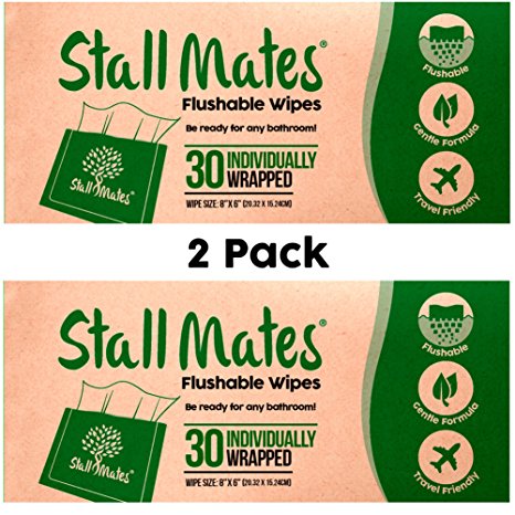 Stall Mates Wipes: Flushable, portable, eco-friendly bathroom wipes. (2 Pack)